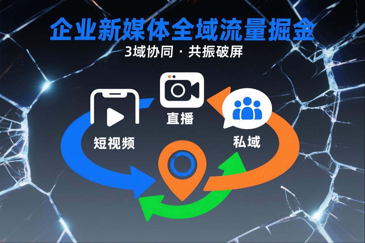 短视频全域商业模式，企业新媒体全域流量掘金，3域协同，共振破屏，短视频-直播-私域-地域|无忧资源社