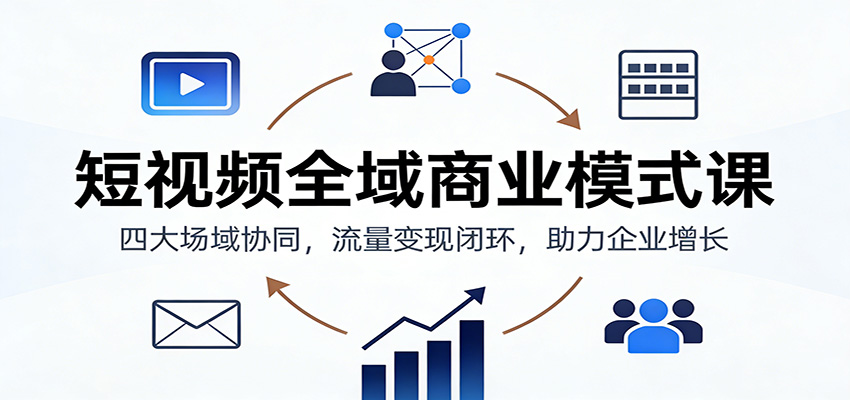 短视频全域商业模式课：四大场域协同，流量变现闭环，助力企业增长|无忧资源社