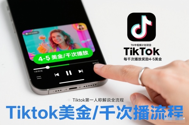 TK中视频计划项目,Tiktok第一人称解说流程,每干次播放奖励4-5美金|无忧资源社