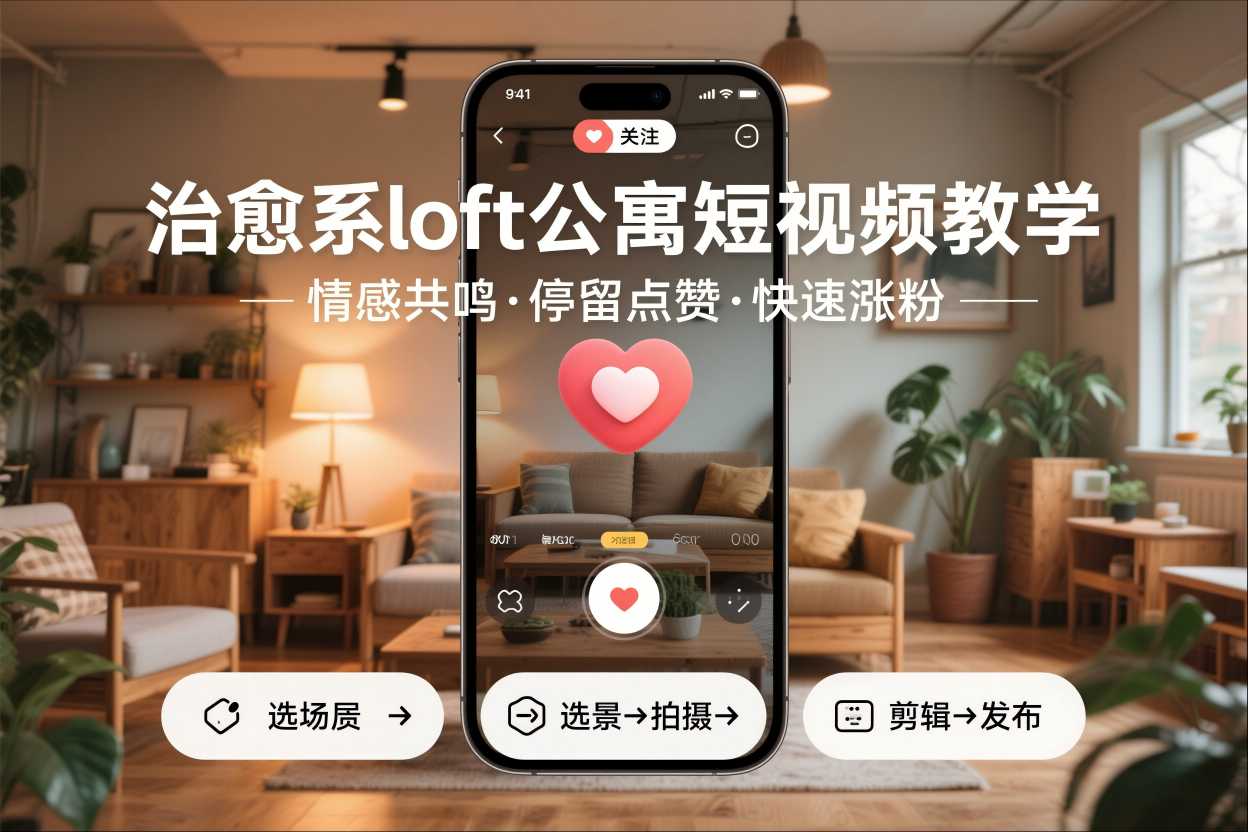 治愈系loft公寓短视频制作教学，情感共鸣引停留点赞关注，快速起号涨粉|无忧资源社