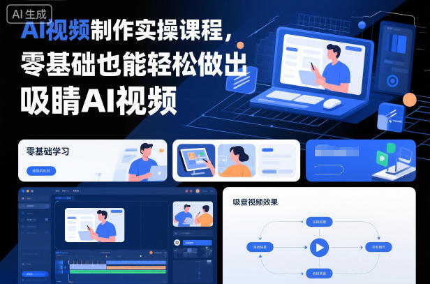 AI视频制作实操课程，零基础也能轻松做出吸睛AI视频|无忧资源社