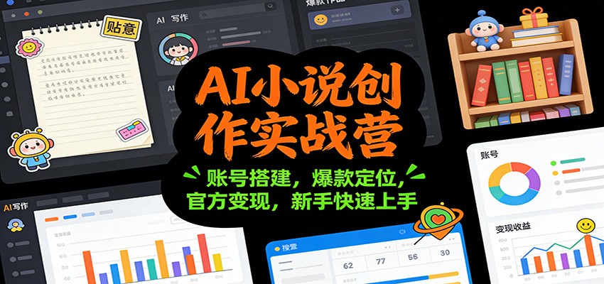 AI小说创作实战营：账号搭建，爆款定位，官方变现，新手快速上手|无忧资源社