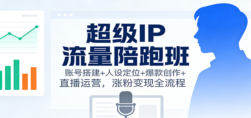 超级IP流量陪跑班：账号搭建+人设定位+爆款创作+直播运营，涨粉变现全流程|无忧资源社