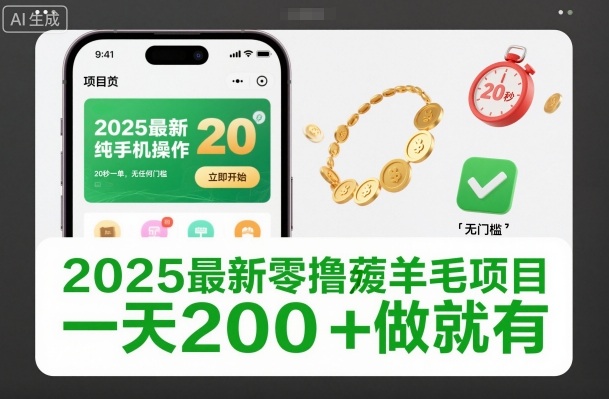 2025最新零撸薅羊毛项目,纯手机操作,20秒一单,无任何门槛,一天200+做就有【揭秘】|无忧资源社