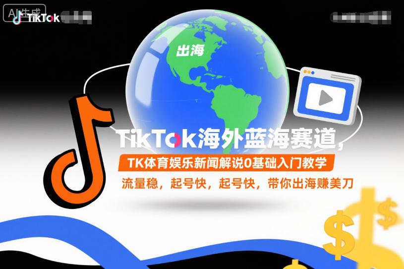 TikTok海外蓝海赛道，TK体育娱乐新闻解说0基础入门教学，流量稳，起号快，带你出海賺美刀|无忧资源社