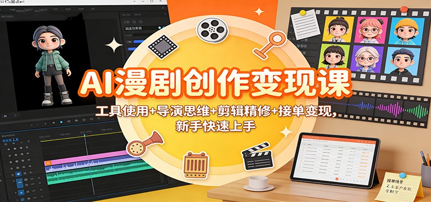 AI漫剧创作变现课：工具使用+导演思维+剪辑精修+接单变现，新手快速上手|无忧资源社
