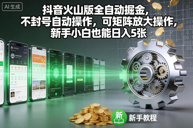抖音火山版全自动掘金，不封号自动操作，可矩阵放大操作，新手小白也能日入5张【揭秘】|无忧资源社