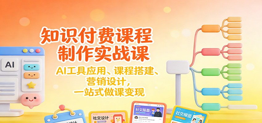 知识付费课程制作实战课：AI工具应用 、课程搭建、营销设计，一站式做课变现|无忧资源社