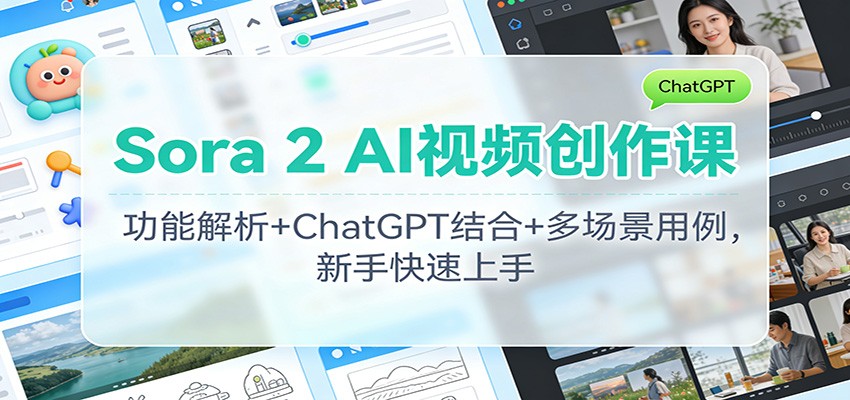 Sora 2 AI视频创作课：功能解析+ChatGPT结合+多场景用例，新手快速上手|无忧资源社