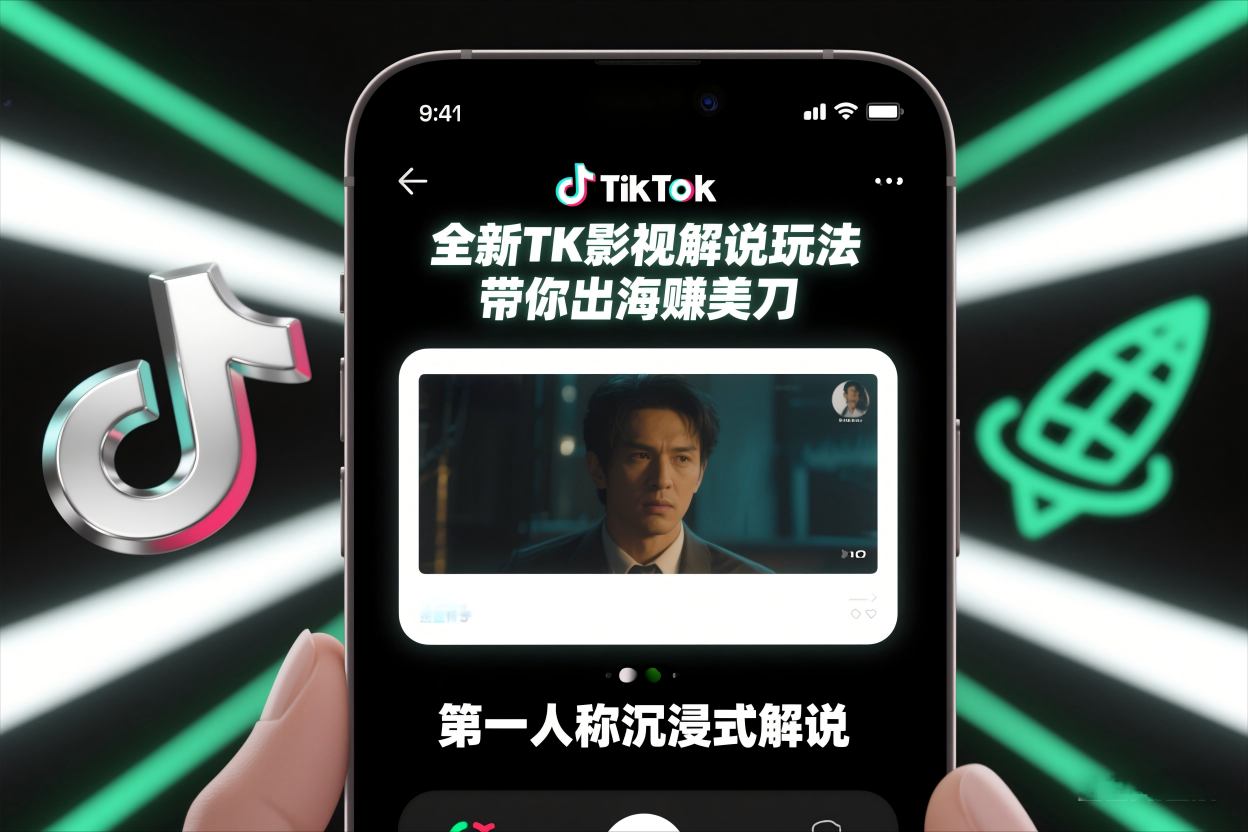 TikTok第一人称影视解说教学,全新TK影视解说玩法,带你出海賺美刀|无忧资源社