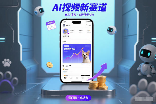AI视频新赛道，宠物播客仅注册5天涨粉2W，收益非常可观|无忧资源社