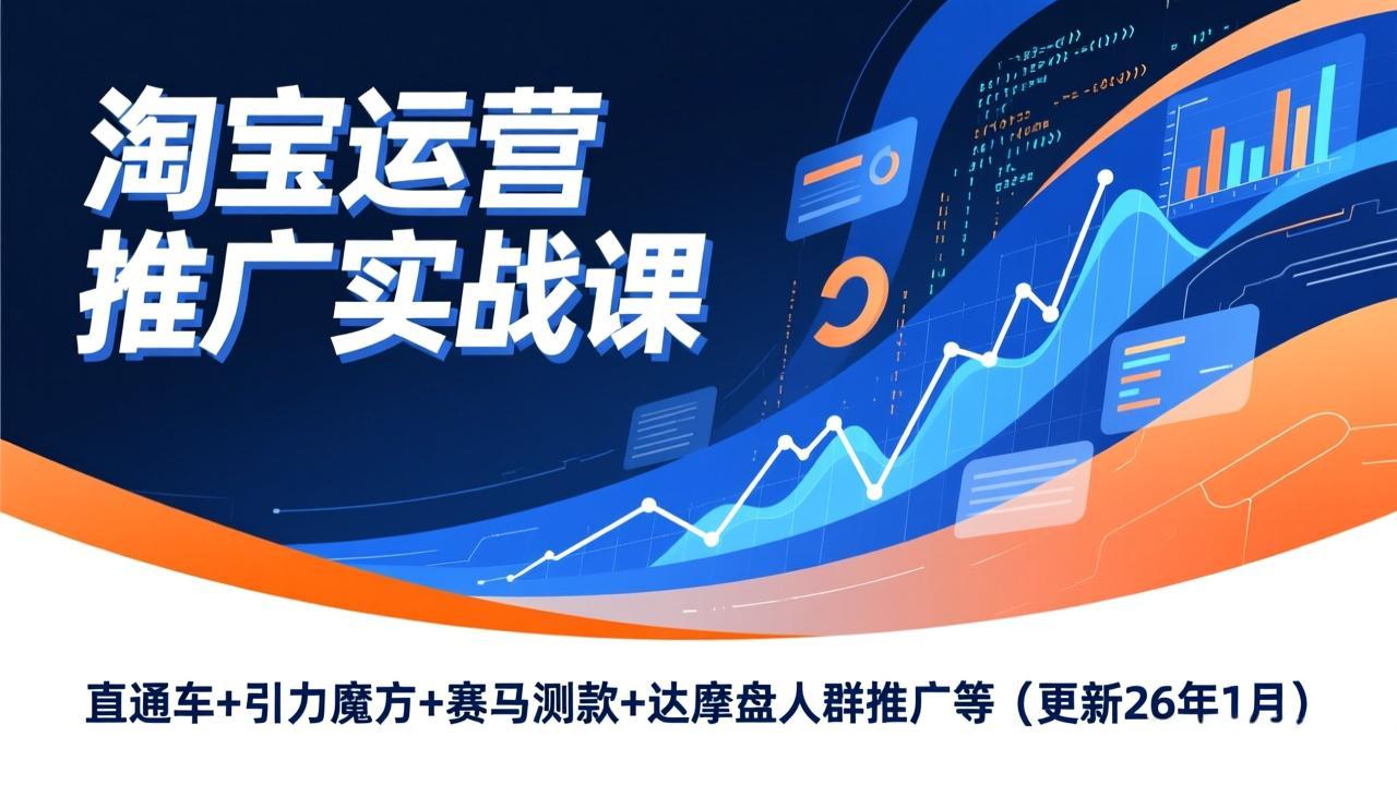 （17200期）淘宝运营推广实战课，直通车+引力魔方+赛马测款+达摩盘人群推广等（更新26年1月）|无忧资源社