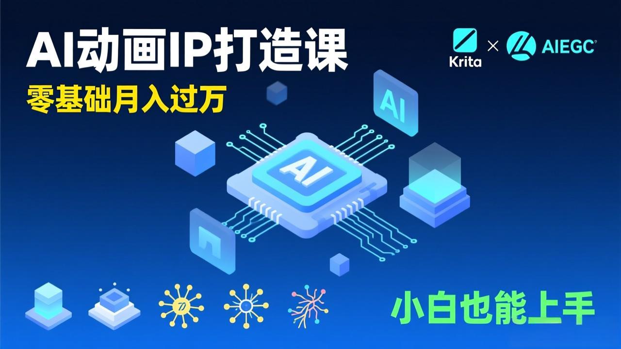 （17075期）AI动画新手变现课，Krita+AIGC、模型训练、商单资源，零基础月入过万，小白也能上手|无忧资源社