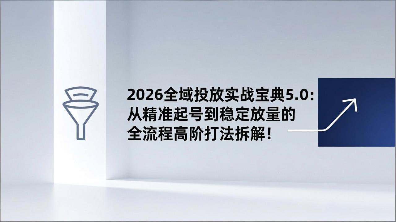 （17156期）2026全域投放实战宝典5.0：从精准起号到稳定放量的全流程高阶打法拆解！|无忧资源社