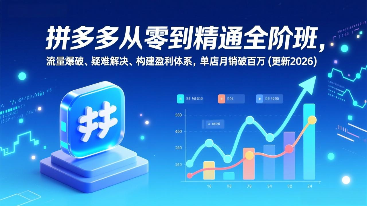 （17148期）拼多多从零到精通全阶班，流量爆破、疑难解决，构建盈利体系，单店月销破百万(更新2026)|无忧资源社