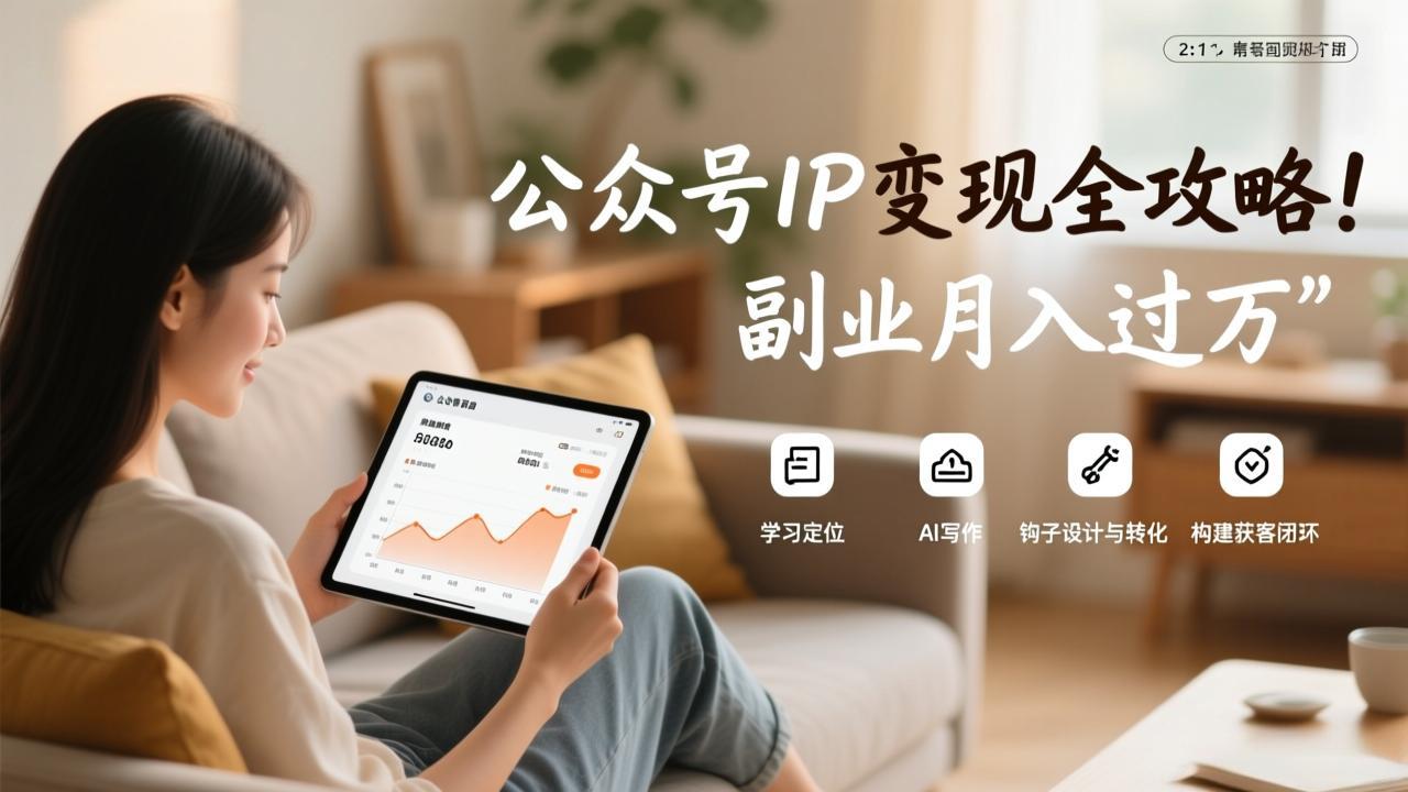 (17275期)公众号IP变现全攻略,学习定位、AI写作、钩子设计与转化,构建获客闭环,副业月入过万|无忧资源社