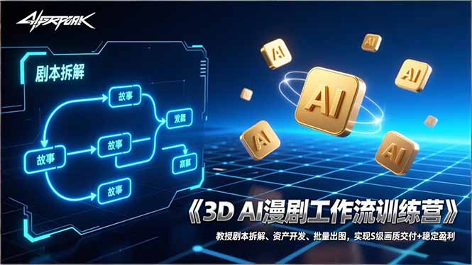 （17276期）3D AI漫剧工作流训练营：教授剧本拆解、资产开发、批量出图，实现S级画质交付+稳定盈利|无忧资源社