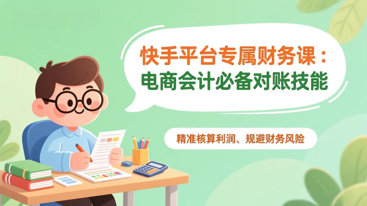 （17167期）快手平台专属财务课：电商会计必备对账技能，精准核算利润、规避财务风险|无忧资源社