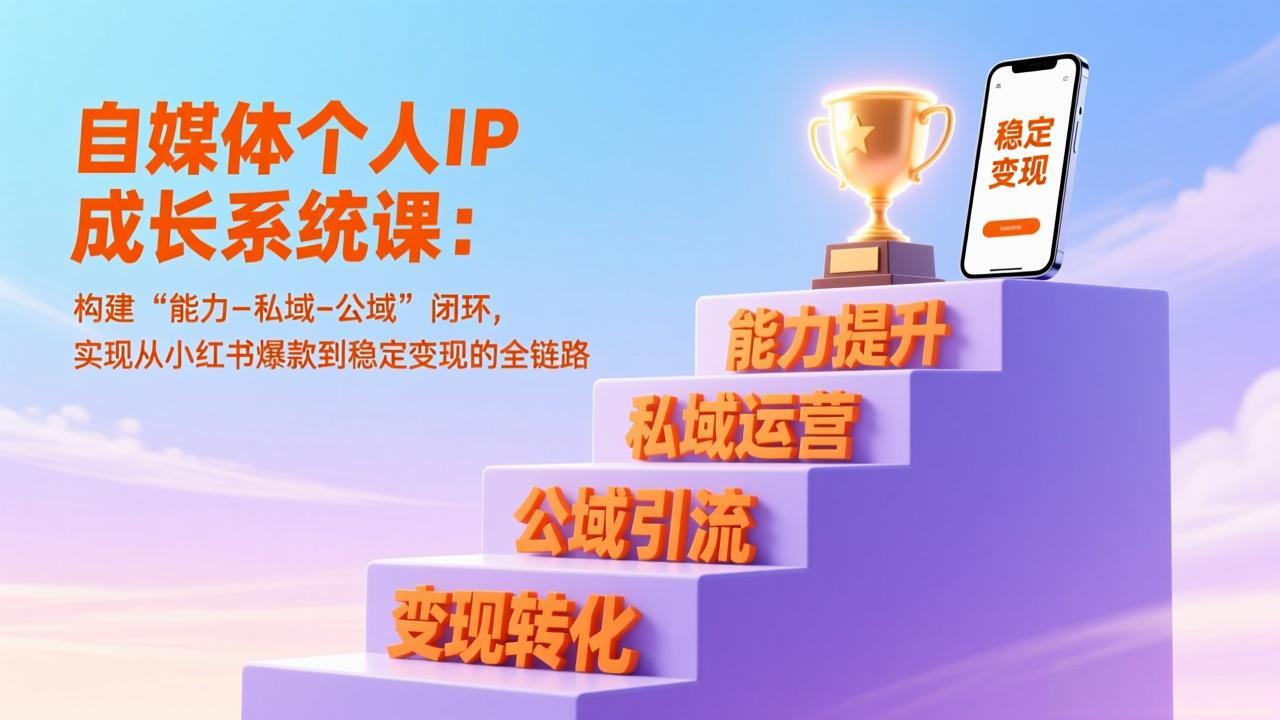 （17192期）自媒体个人IP成长系统课：构建“能力-私域-公域”闭环，实现从小红书爆款到稳定变现的全链路|无忧资源社