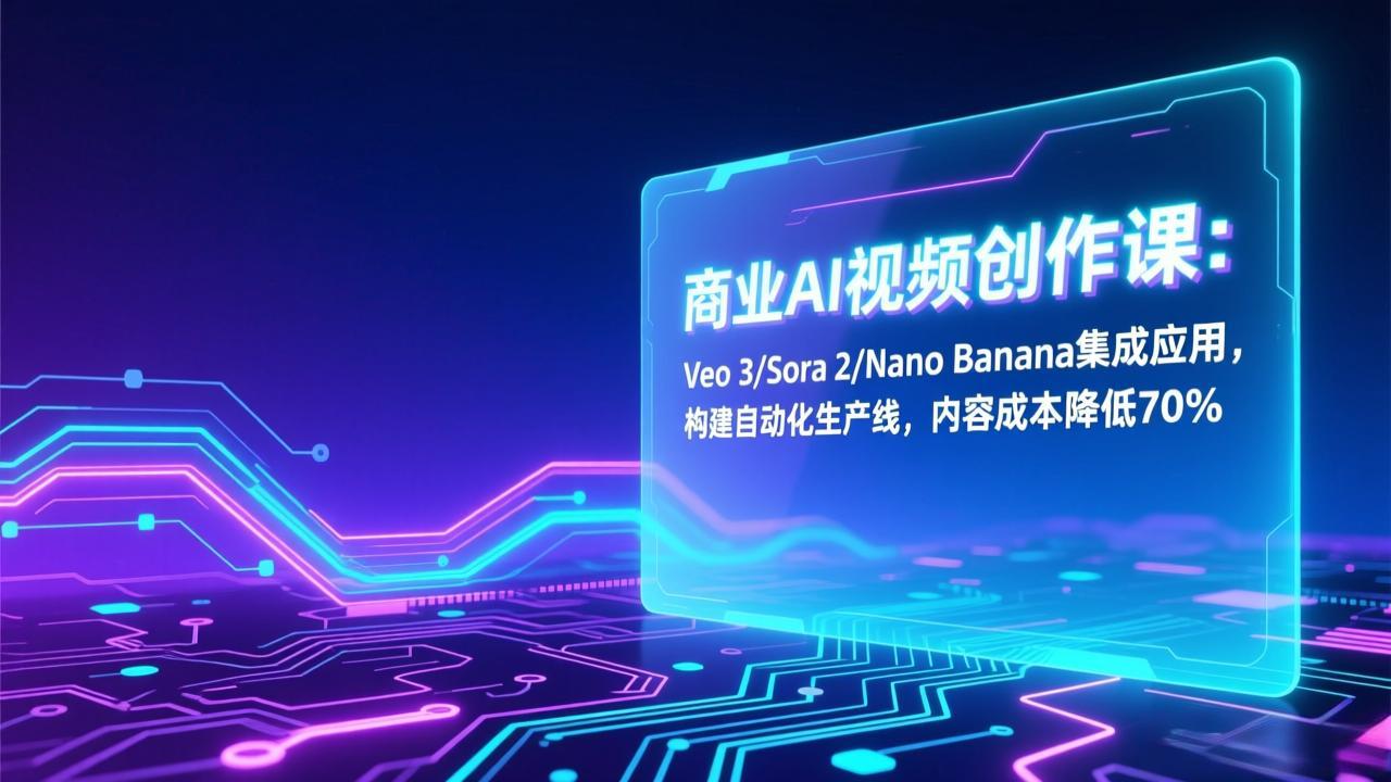 （17070期）商业AI视频创作课：Veo 3/Sora 2/Nano Banana集成应用，构建自动化生产线，内容成本降低70%|无忧资源社