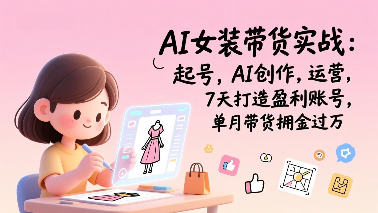 （17088期）AI女装带货实战：起号，AI创作，运营，7天打造盈利账号，单月带货佣金过万|无忧资源社