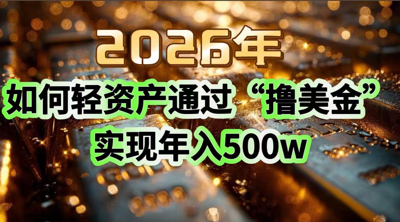 （17033期）2026年如何轻资产通过“撸美金”实现年入500w|无忧资源社