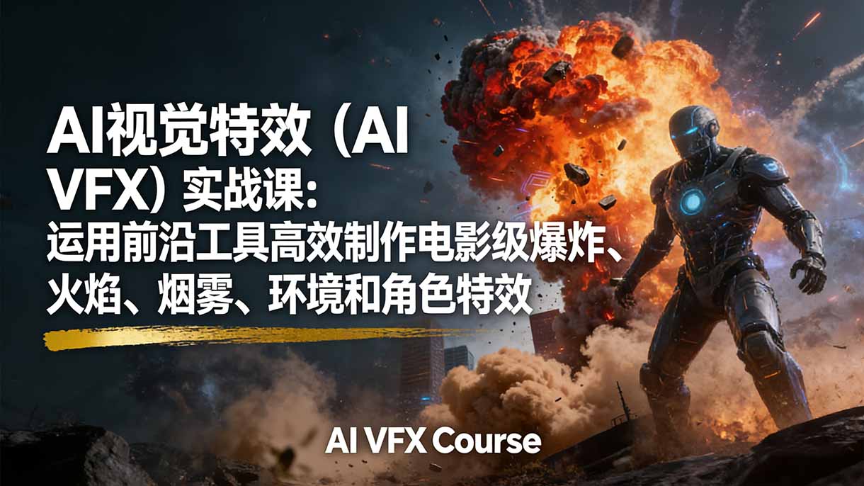 （17212期）AI视觉特效（AI VFX）实战课：运用前沿工具高效制作电影级爆炸、火焰、烟雾、环境和角色特效|无忧资源社