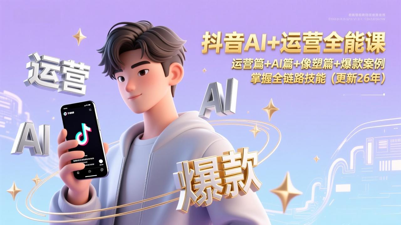（17078期）抖音AI+运营全能课，运营篇+AI篇+像塑篇+爆款案例，掌握全链路技能（更新26年）|无忧资源社