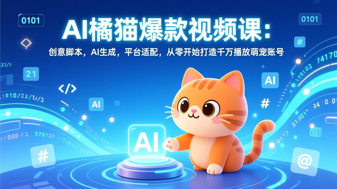 （17091期）AI橘猫爆款视频课：创意脚本，AI生成，平台适配，从零开始打造千万播放萌宠账号|无忧资源社
