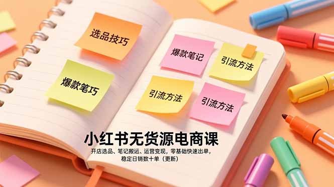 （17018期）小红书无货源电商课，开店选品、笔记搬运、运营变现，零基础快速出单，稳定日销数十单（更新）|无忧资源社