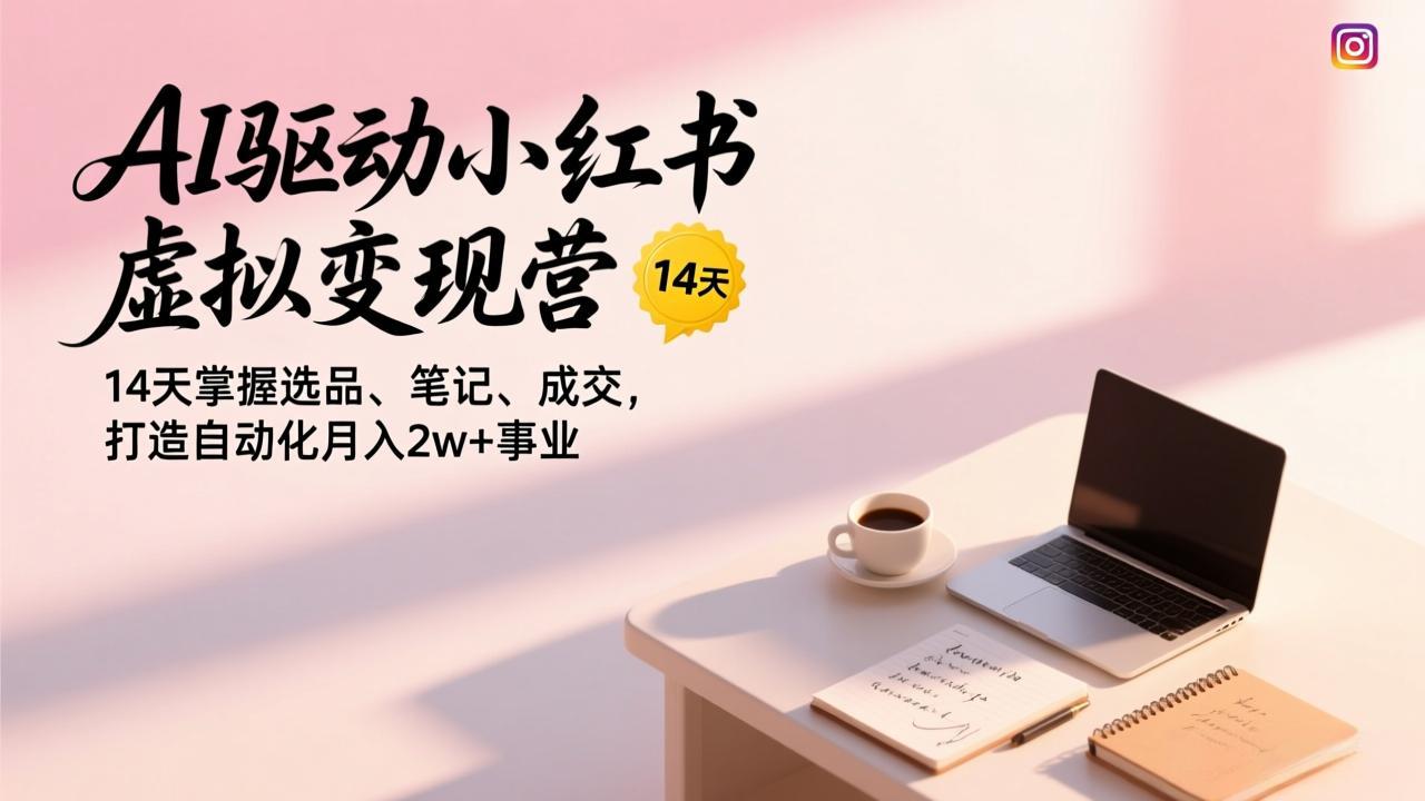 （17204期）AI驱动小红书虚拟变现营，14天掌握选品、笔记、成交，打造自动化月入2w+事业|无忧资源社