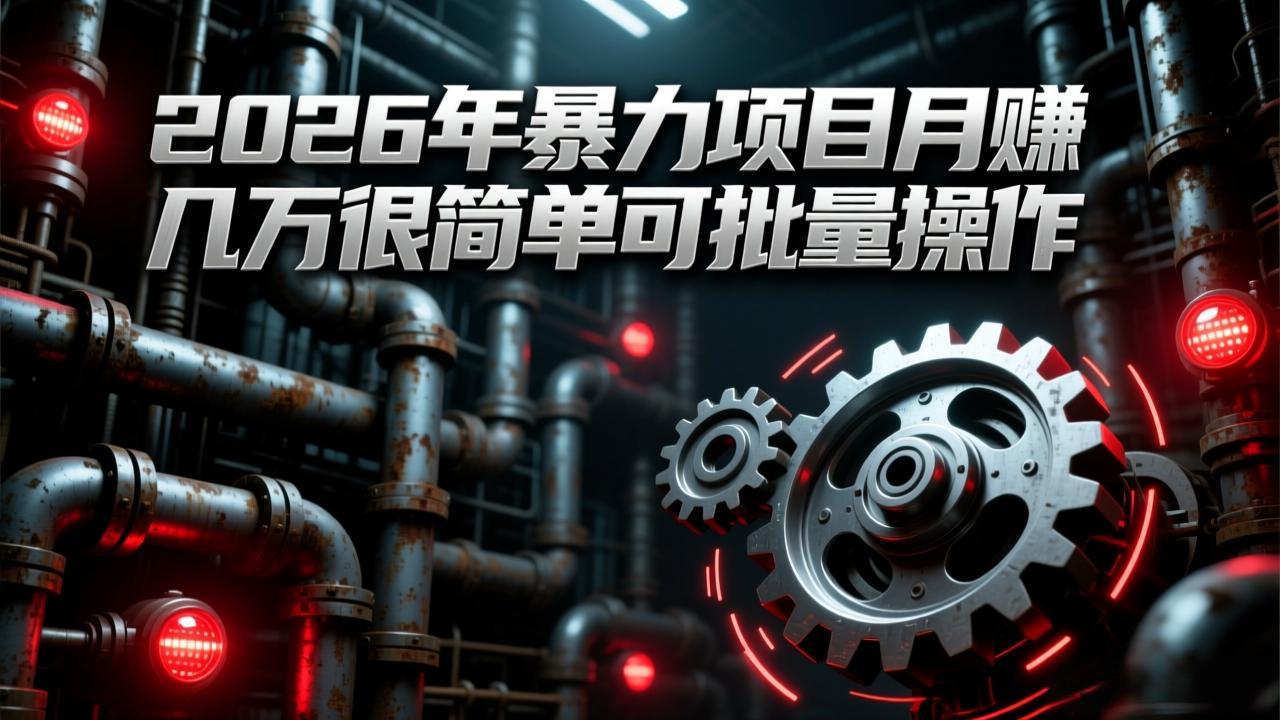 （17218期）2026年暴力项目月赚几万很简单可批量操作，成本低，利润大|无忧资源社