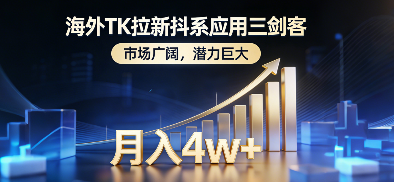 （17242期）海外TK拉新抖系应用三剑客，市场广阔，潜力巨大，月入1w+|无忧资源社