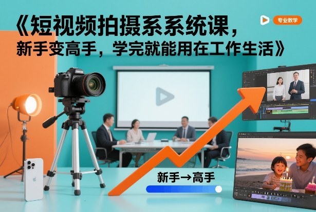 短视频拍摄系统课，新手变高手，学完就能用在工作生活|无忧资源社