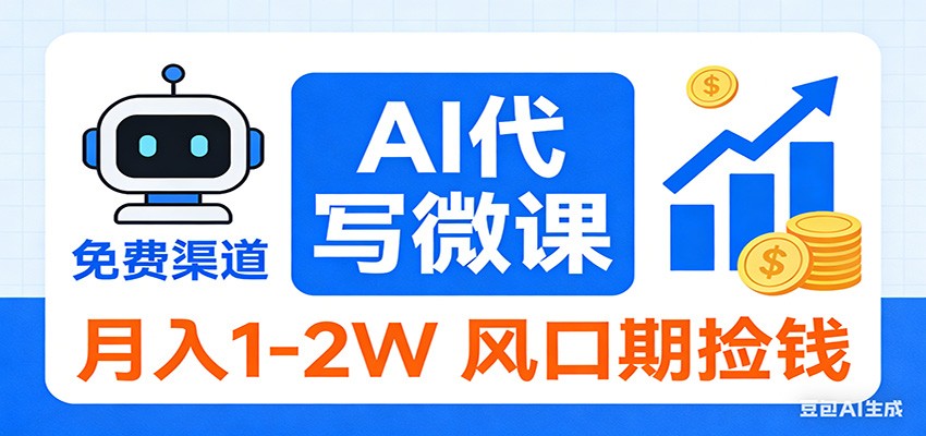 2026告别打工！AI 代写微课，提供免费渠道，月入 1-2W 风口期捡钱|无忧资源社