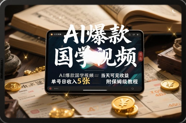 AI爆款国学视频，独家起号方法，小白直接上手，当天可见收益，单号日收入5张+附保姆级教程|无忧资源社