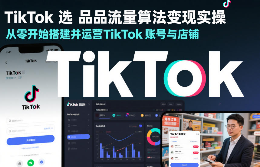 TikTok选品流量算法变现实操，从零开始搭建并运营TikTok账号与店铺|无忧资源社