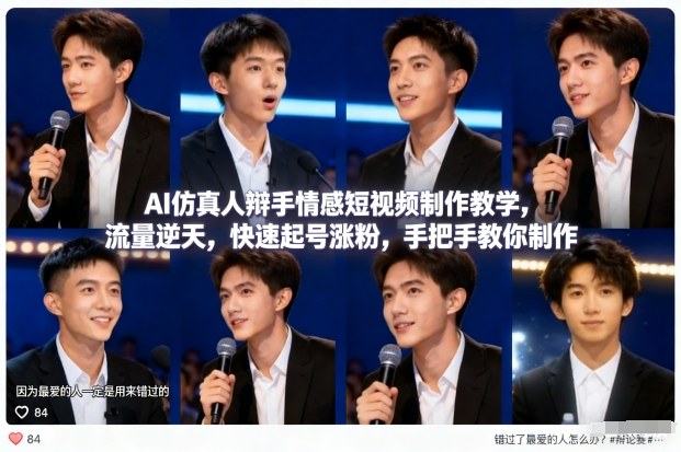 AI仿真人辩手情感短视频制作教学，流量逆天，快速起号涨粉，手把手教你制作|无忧资源社