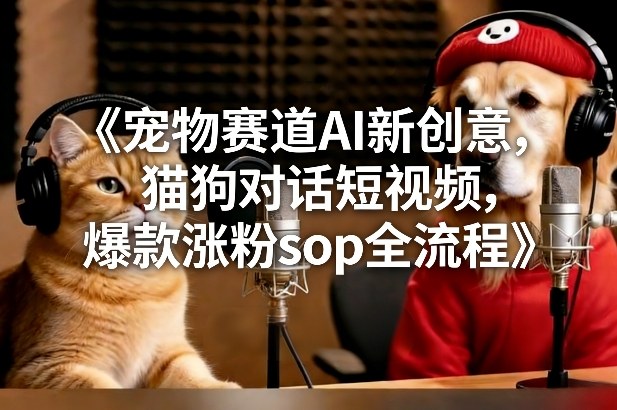 宠物赛道AI新创意，猫狗对话短视频，爆款涨粉sop全流程|无忧资源社