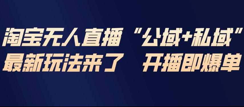 淘宝无人直播完整教程，公试+私域，最新玩法来了，开播即爆单|无忧资源社