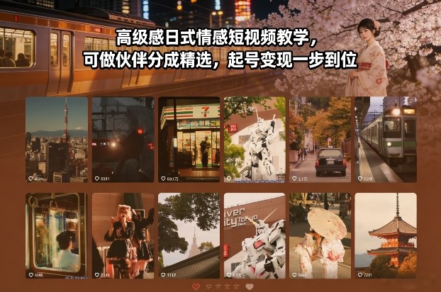 高级感日式情感短视频教学，可做伙伴分成精选，起号变现一步到位|无忧资源社