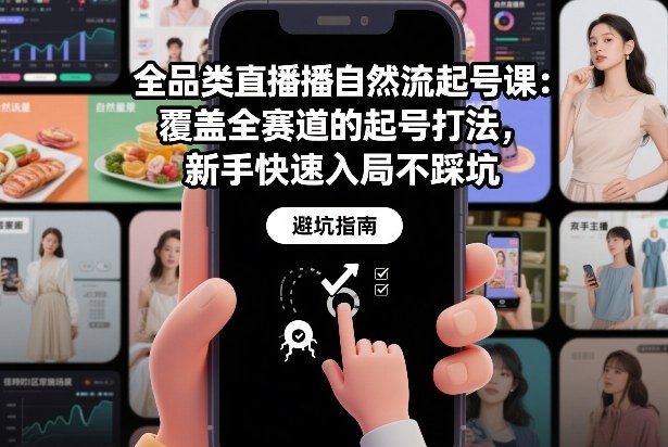全品类直播自然流起号课：覆盖全赛道的起号打法，新手快速入局不踩坑|无忧资源社
