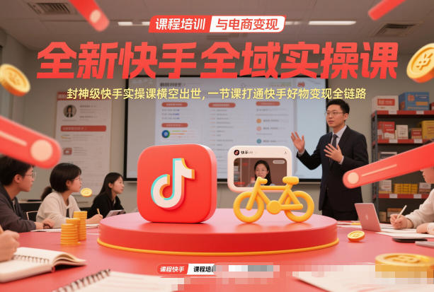全新快手全域实操课,封神级快手实操课横空出世,一节课打通快手好物变现全链路|无忧资源社