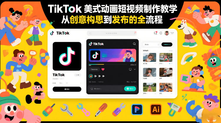 TikTok美式动画短视频制作教学，从创意构思到发布的全流程|无忧资源社