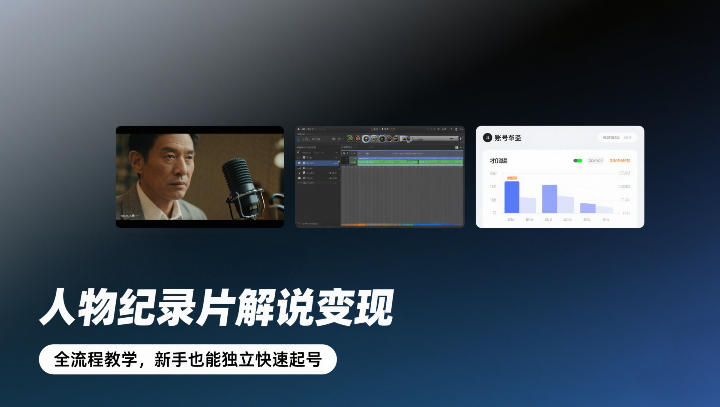 人物纪录片解说变现，全流程教学，新手也能独立快速起号|无忧资源社
