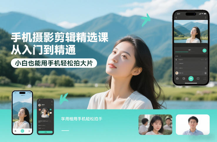 手机摄影剪辑精选课，从入门到精通，小白也能用手机轻松拍大片|无忧资源社