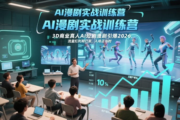 AI漫剧实战训练营，3D商业真人AI短剧漫剧引爆2026，流量红利期已至，入场正当时|无忧资源社