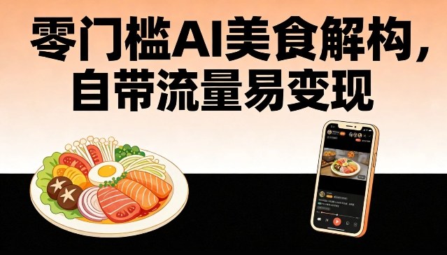 零门槛AI美食解构，自带流量易变现|无忧资源社
