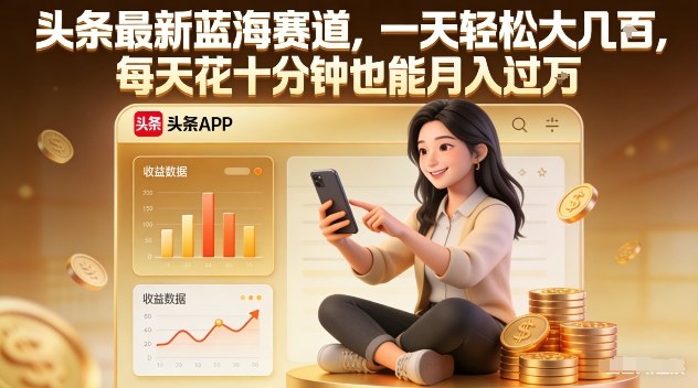 头条最新蓝海赛道，一天轻松大几张，每天花十分钟也能月入过1W【揭秘】|无忧资源社