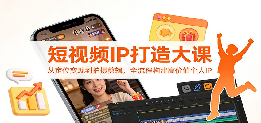 短视频IP打造大课：从定位变现到拍摄剪辑，全流程构建高价值个人IP|无忧资源社